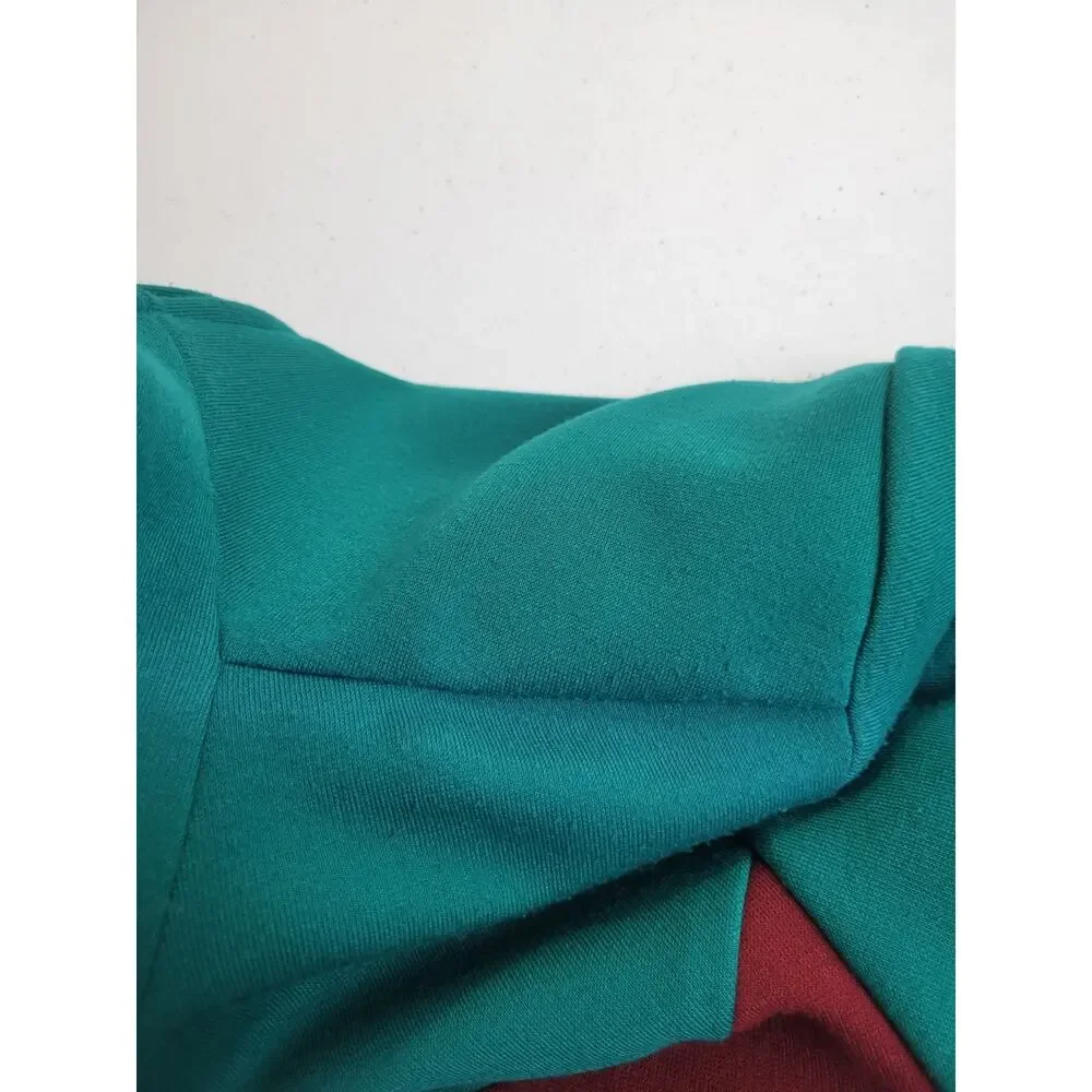 VTG EJM Colorblock Turtleneck Long Sleeve Sheath Dress Green Blue Red Size 8 - Picture 7 of 11